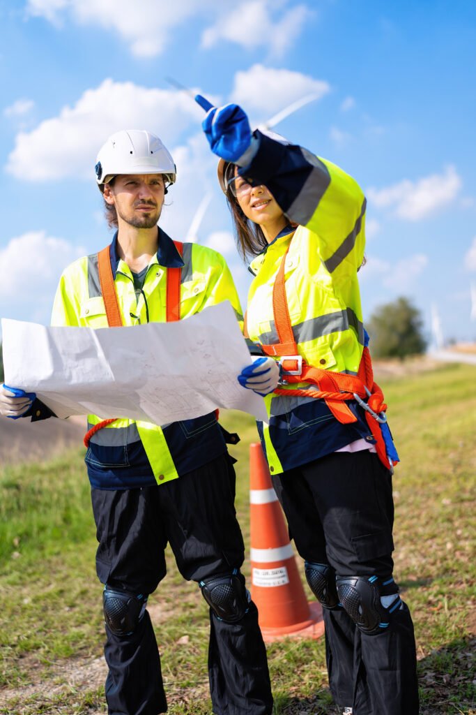 Wind turbine service engineer plan for inspection and maintenance renewable electricity generator